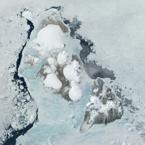 Satellitenbild mit viel Eis und wenig Wasser