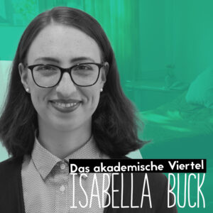 Ein Portrait von Isabella Buck vor einem grünblauen Hintergrund