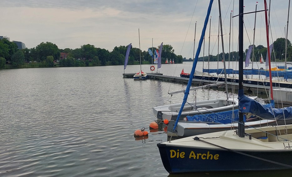 Aasee im Frühling Boote